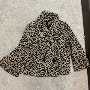 Leopard Print Double-Breasted Cropped Blazer